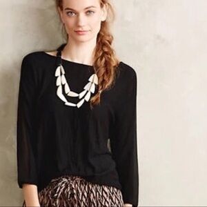 Moth Anthropologie Sabine Black Gauze Top …